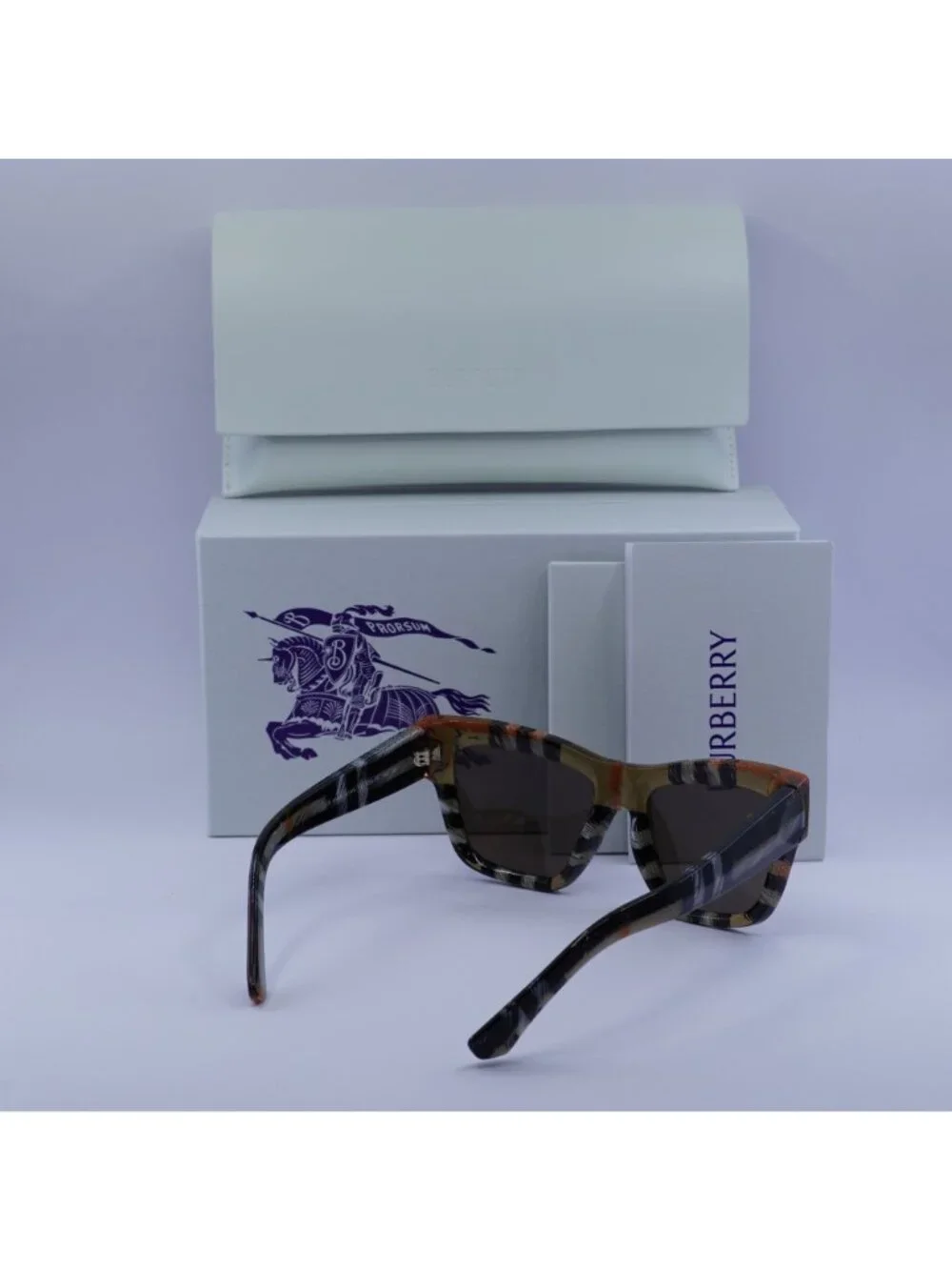 Burberry BE4449 4146/73 Square Sunglasses - Check Sand/ Dark Grey